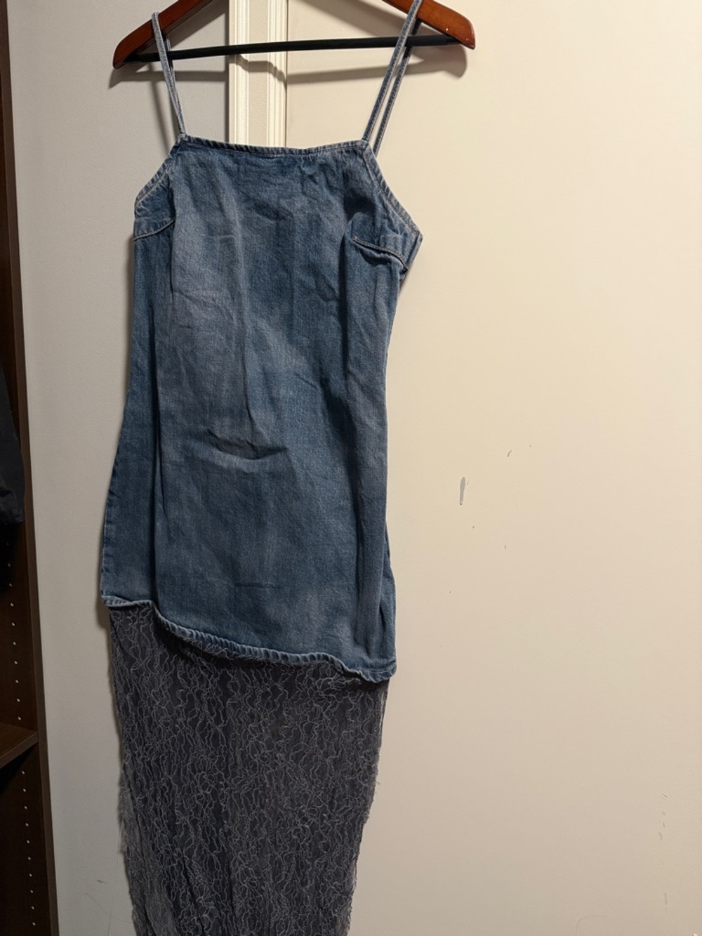 Zara Denim and Lace Midi Dress